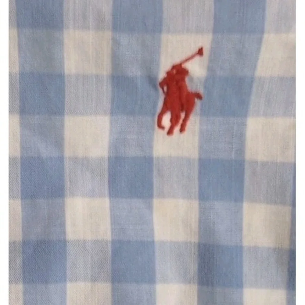 VTG Polo Ralph Lauren Caldwell Camp Collar Shirt Men's XL Gingham Blue White